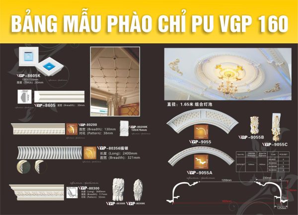 Bảng Mẫu phào chỉ PU VGP 160