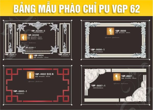 Bảng Mẫu phào chỉ PU VGP 162