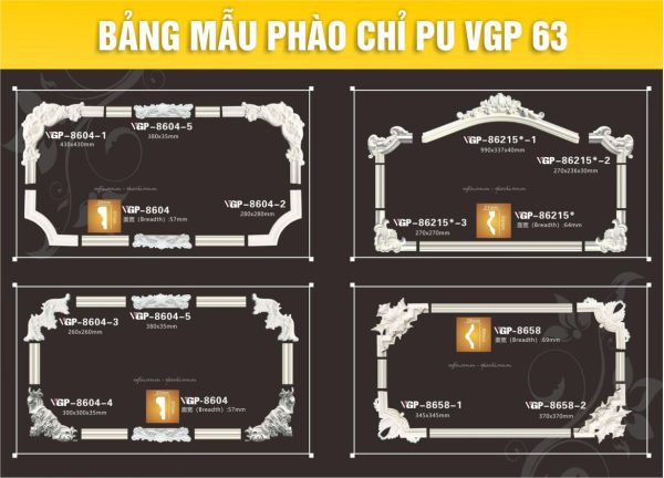 Bảng Mẫu phào chỉ PU VGP 163