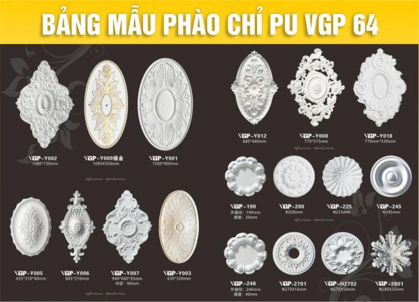 Bảng Mẫu phào chỉ PU VGP 164