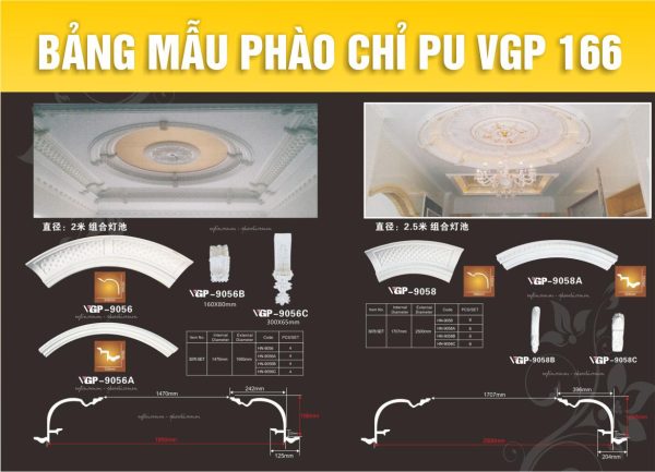 Bảng Mẫu phào chỉ PU VGP 166