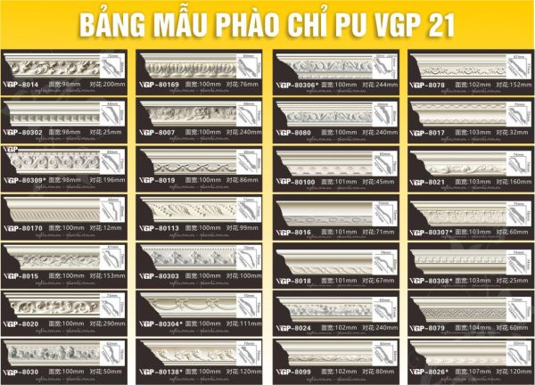 Bảng Mẫu phào chỉ PU VGP 21