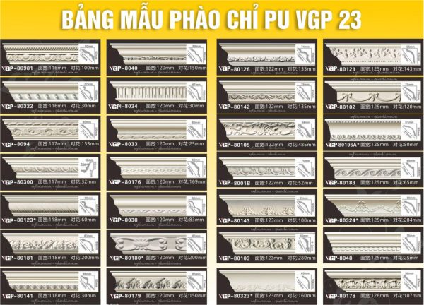 Bảng Mẫu phào chỉ PU VGP 23