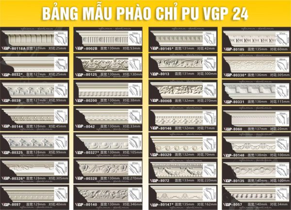 Bảng Mẫu phào chỉ PU VGP 24