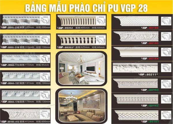 Bảng Mẫu phào chỉ PU VGP 28