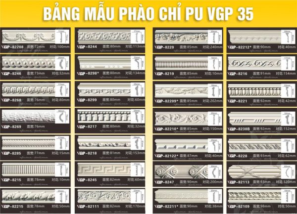 Bảng Mẫu phào chỉ PU VGP 35