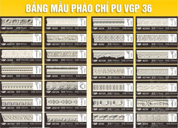 Bảng Mẫu phào chỉ PU VGP 36