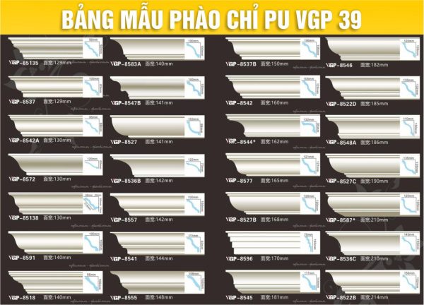 Bảng Mẫu phào chỉ PU VGP 39