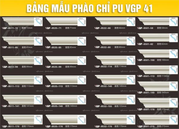 Bảng Mẫu phào chỉ PU VGP 41