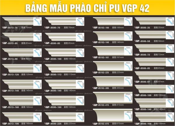 Bảng Mẫu phào chỉ PU VGP 42