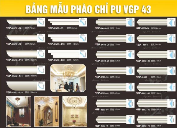 Bảng Mẫu phào chỉ PU VGP 43