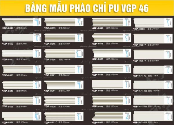 Bảng Mẫu phào chỉ PU VGP 46