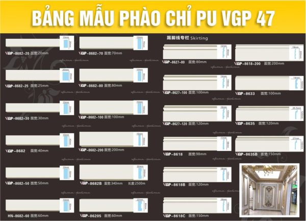 Bảng Mẫu phào chỉ PU VGP 47