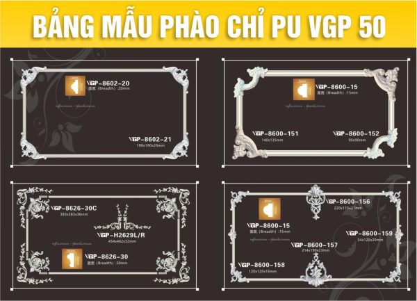 Bảng Mẫu phào chỉ PU VGP 50