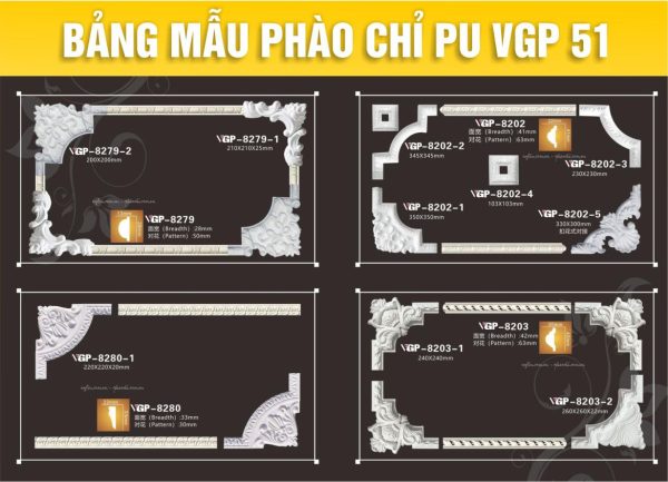 Bảng Mẫu phào chỉ PU VGP 51