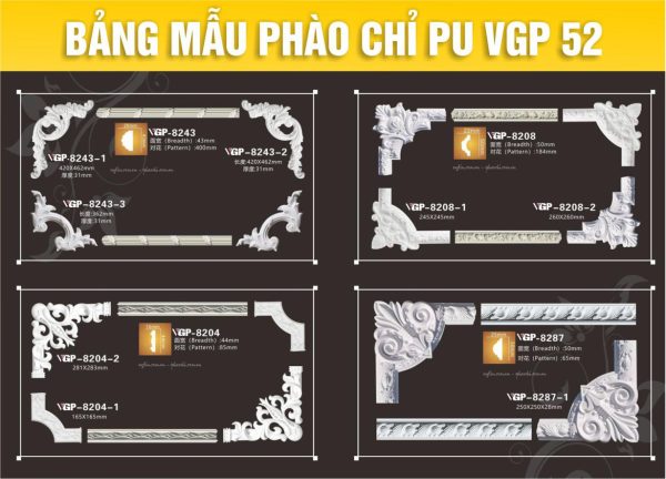 Bảng Mẫu phào chỉ PU VGP 52