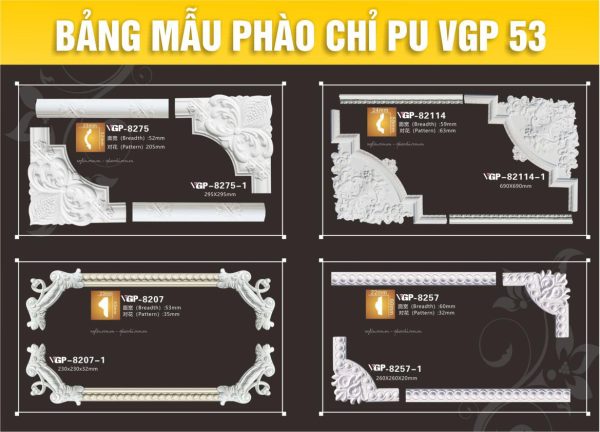 Bảng Mẫu phào chỉ PU VGP 53