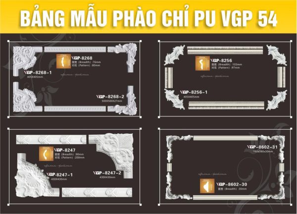 Bảng Mẫu phào chỉ PU VGP 54