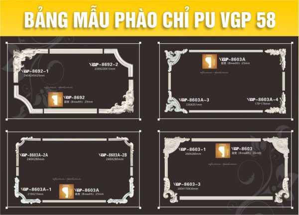 Bảng Mẫu phào chỉ PU VGP 58