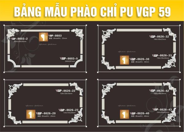 Bảng Mẫu phào chỉ PU VGP 59