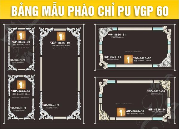 Bảng Mẫu phào chỉ PU VGP 60