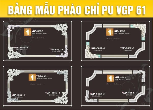 Bảng Mẫu phào chỉ PU VGP 61