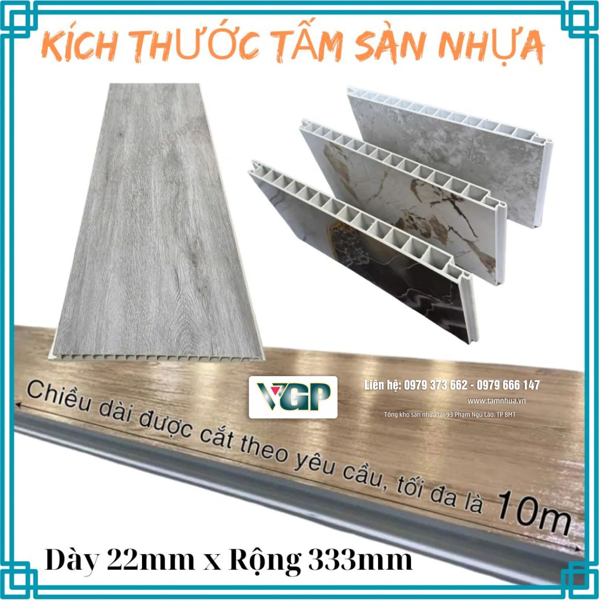 Kích thước tấm ván sàn nhựa chịu lực BMT